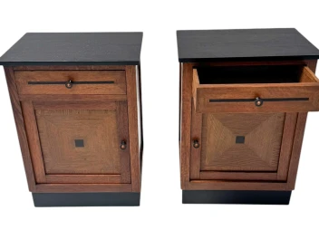 Two Art Deco Modernist Nightstands or Bedside Tables, 1920s